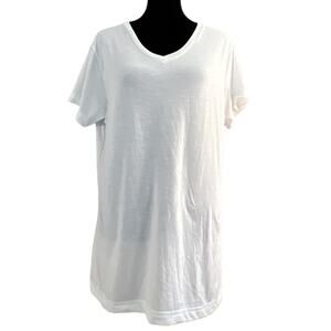 LAT Sublivie Ladies Fitted Sublimation Tee Shirt Top Solid White V-Neck Large